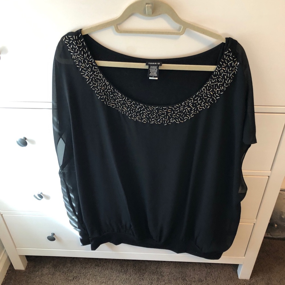Torrid black embellished top size 3